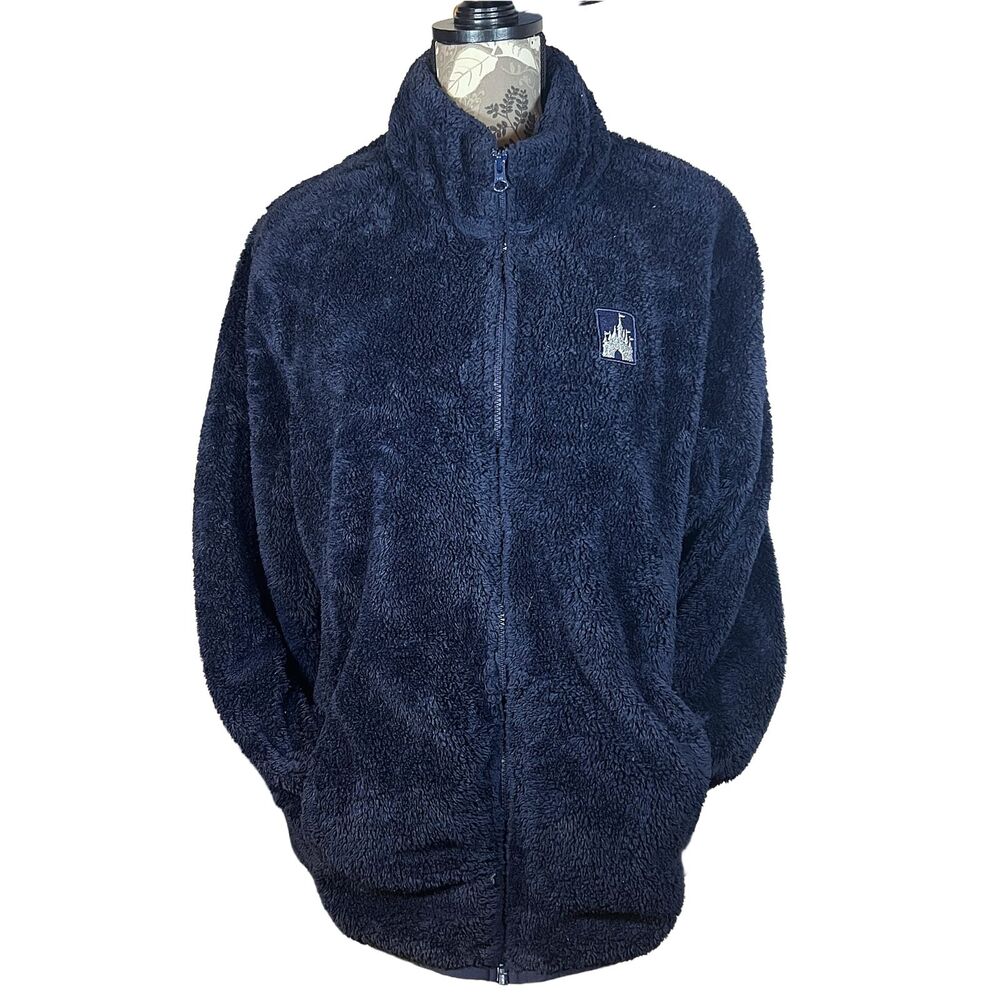 Disney Parks Walt Disney World Cinderella Castle Sherpa Jacket Navy Blue 1X